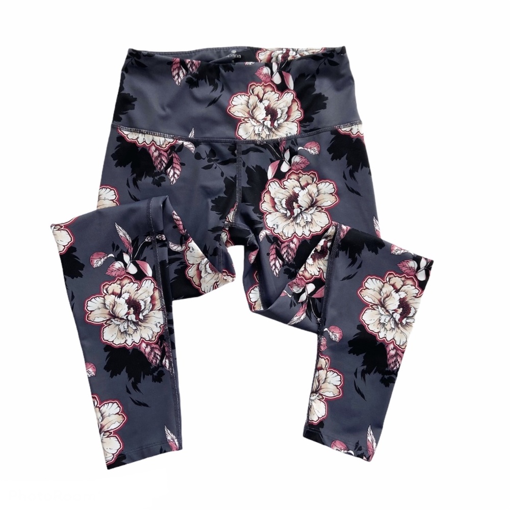 Apana Multi-Color Floral Print Active Sport Yoga Crop Leggings S